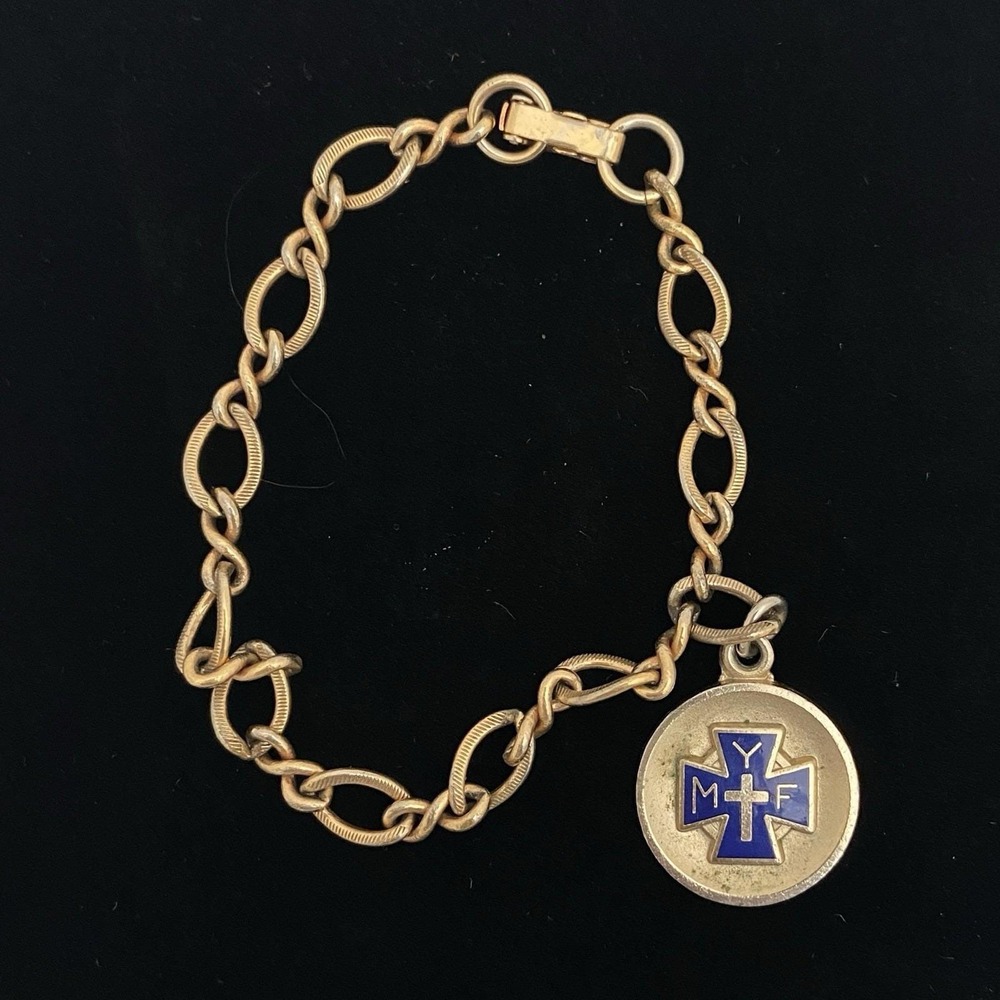 Vintage MYF Cross Charm Bracelet Methodist Youth Fellowship Junior High 1965